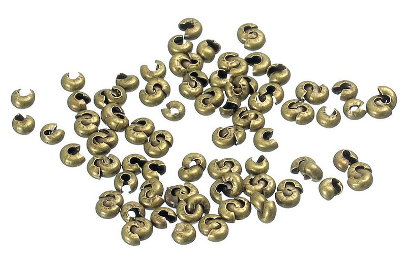 40pcs-2mm hole Crimp Beads, Silver Tone spacer Beads image 7