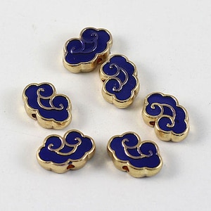6pcs-10mmX6mmX4mm gold tone enamel cloud spacer beads-silver tone available