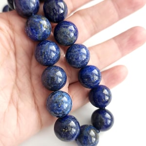 4 Stück-Top Qualität-14 mm große Größe- natürliche Lapis Lazuli Edelstein Perlen,Fokal Perlen Set, Perlen für Halskette, Perlen für Armband