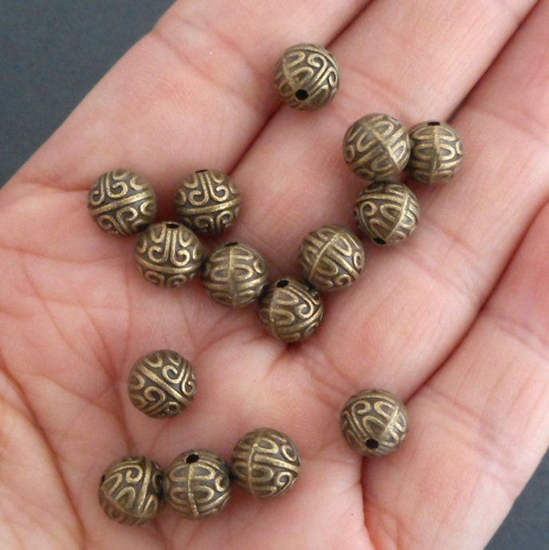 20pcs-7mm Round Beads-antique Brass Beadsmetal Beads - Etsy