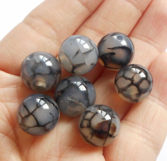 8個-12 mm ドラゴンベインアゲート宝石ルースビーズ、ブレスレット 