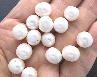 6pcs-9mm-10mm white ivory Pearls, Genuine freshwater Pearl loose beads for Jewelry Making