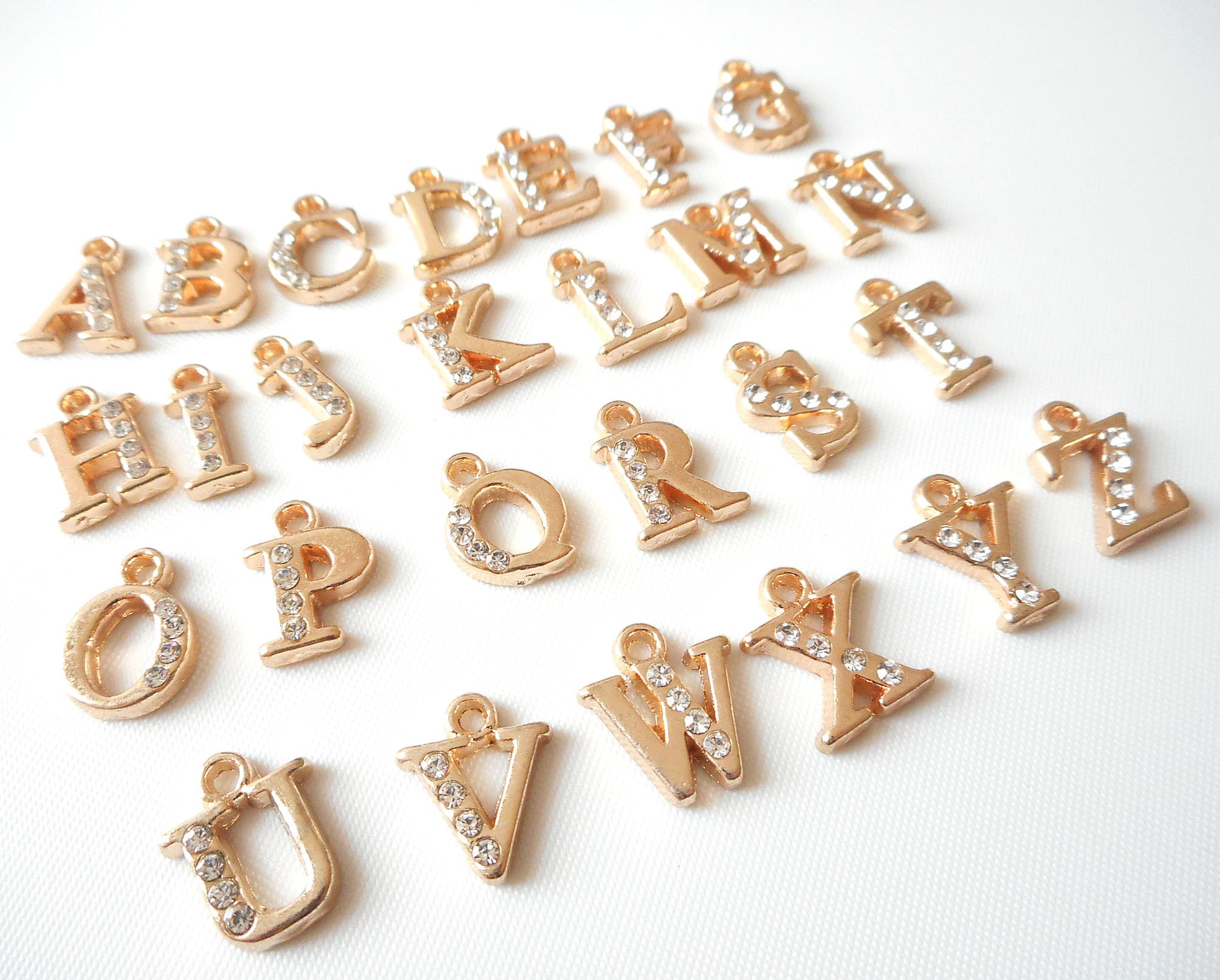 26 Alphabet Letters Set-1 Loop Gold Plated Letter Charms W/ | Etsy