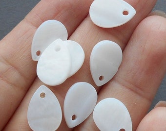 20pcs-natural white MOP mother of pearl shell tear drop beads