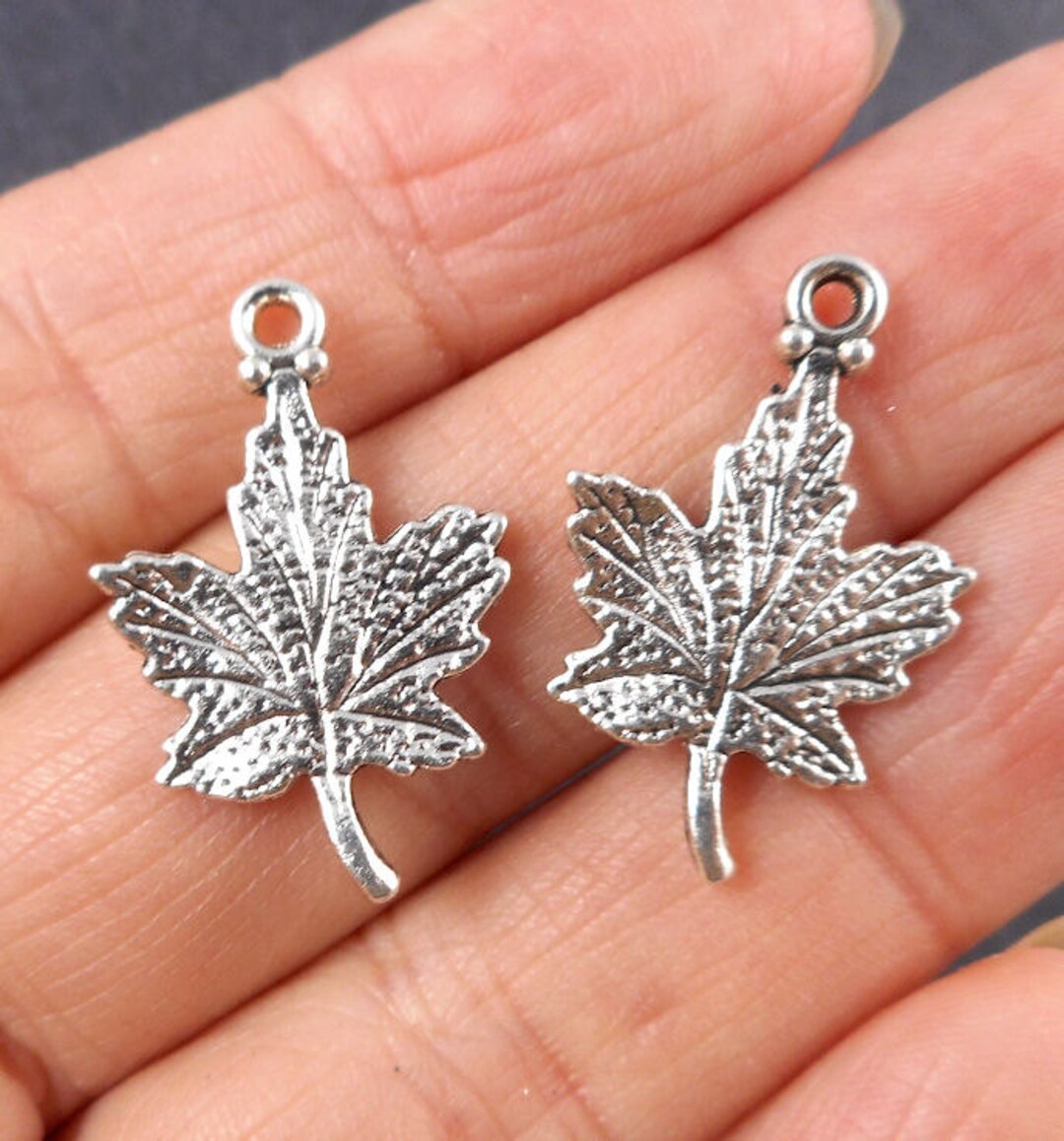 8pcsmaple Leaf Charmantique Silver Metal Leaf Charm Pendant Etsy