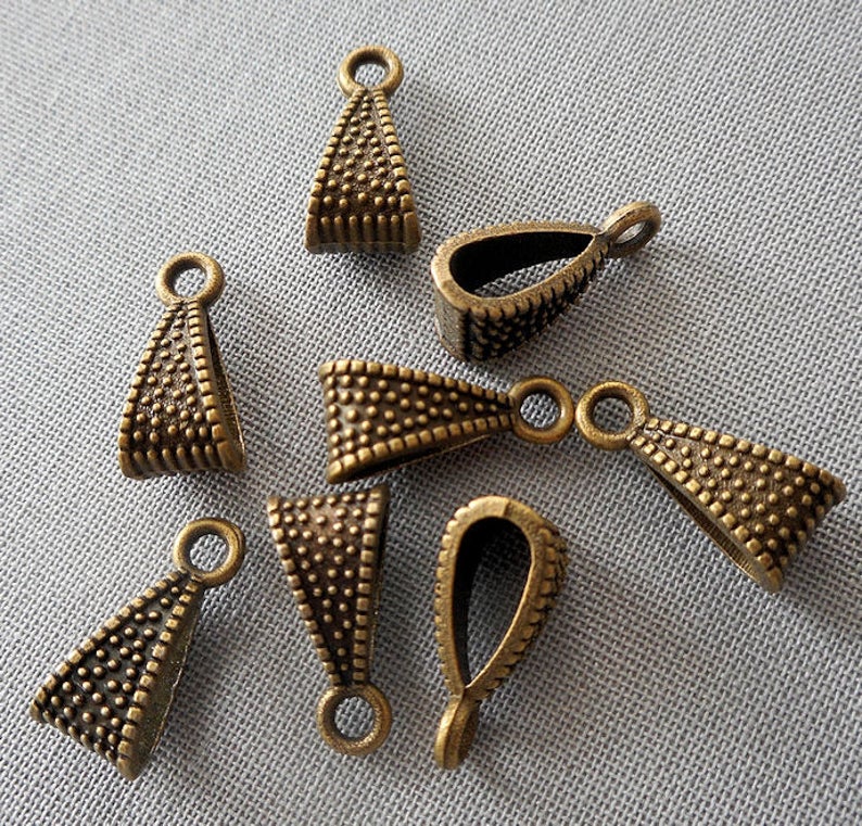 8pcs--antiqued brass bails necklace finding pendant holder pendant connector