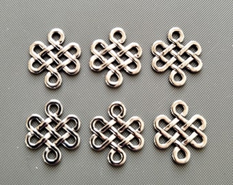 10pcs- 2 loops silver tone Celtic Knot connector- silver tone earring connector, bracelet connector, Bronze tone Knot charm
