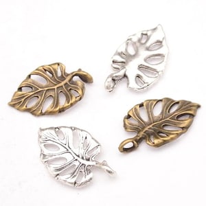 6pcs-20mmX12mm monstera Leaf charm-pick the color