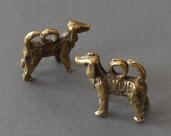 6 breloques chien 3D couleur bronze, breloque pour animal de compagnie - pendentif canin rustique pour les amoureux des animaux de compagnie