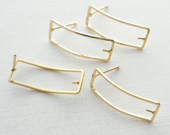 4pcs-Pendiente rectangular de filigrana chapada en oro Post, pendientes modernos DIY, pendientes minimalistas