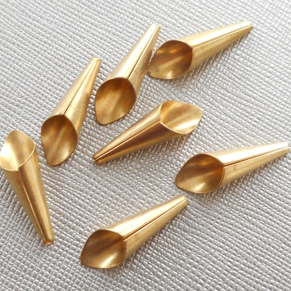 8pcs-21mmX6mm gold tone long cone end caps,long cone tassel caps, earring caps