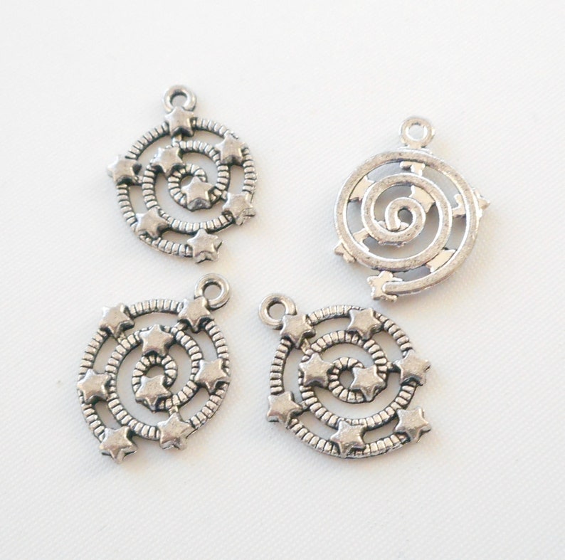 8pcs-silver tone Spiral with stars charm-bronze tone available image 3