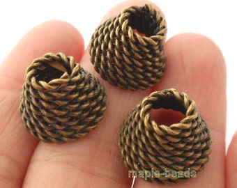 6pcs-twisted brass tone  cone  bead cap 15mmX10mm