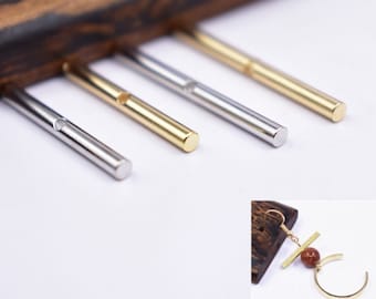 10 Stück - in der Mitte gebohrt, silberfarbener oder goldfarbener langer Stabanhänger - wählen Sie die Größe und Farbe