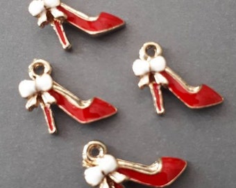 6pcs-enamel high heel red shoe Charm-pick the color