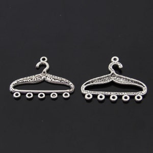 4pcs-multi-loops charm, silver tone  Hanger charm, multi strands necklace end, jewelry connector