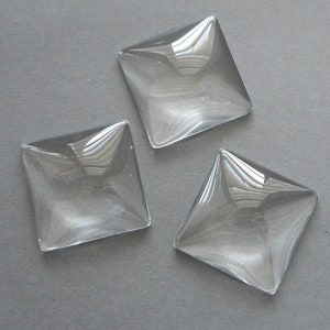 3pcs-30mm Square Clear Glass Cabochon-for Blank Pendant Trays-more size