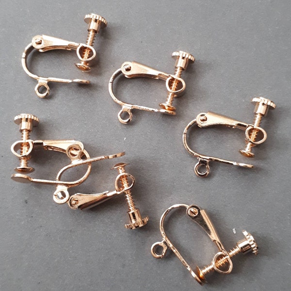 6pcs, 3 paris-gold tone Screw in Clip earring findings Screw back clips,non pierced clip adjustable gold clip adaptor nickel lead free