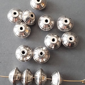 10pcs- silver tone bicone beads, silver tone bicone space beads