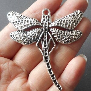 1pc-2.15&quot;X2&quot; Large Dragonfly charm pendant, Silver tone dragonfly charm pendant