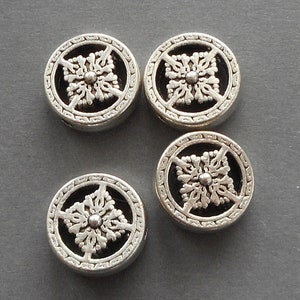 Pick size- 2 sided silver tone Round coin beads,silver tone spacer beads, stopper beads