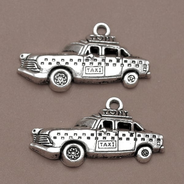 6 breloques taxi ton argent, breloque I love NY, breloque voiture, breloque New York, breloque vacances - ton bronze disponible