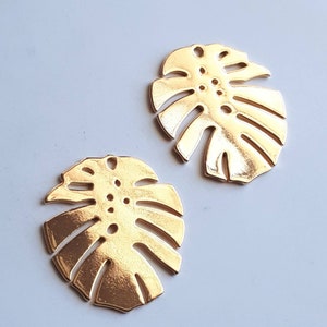 1pc 1,75&quot; vergoldet Monstera Leaf Anhänger Anhänger-Post Ohrring erhältlich