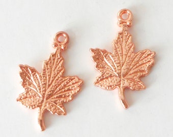 6pcs-Rose gold tone maple leaf charm, Canada Charm, earring findings, craft supplies