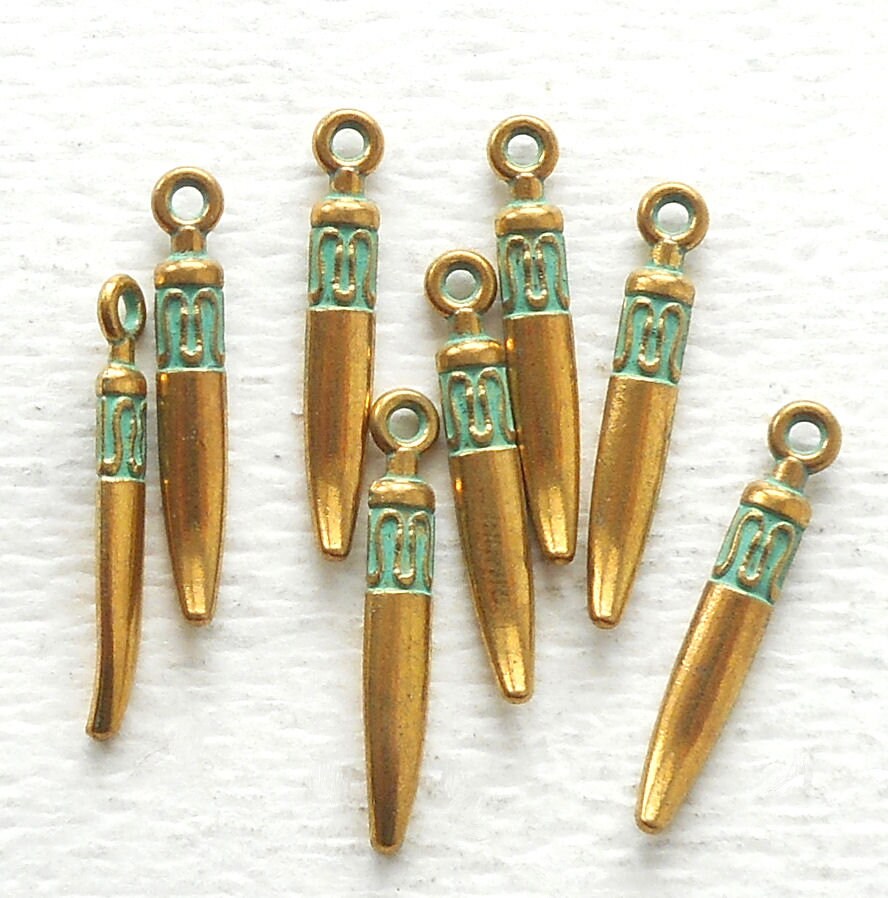 6pcs-25mmX4mm gold tone Patina teeth charm, western charm,