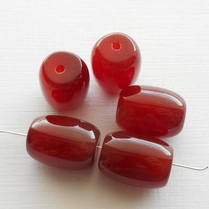 4pcs-Red Carnelian, red Agate gemstone focal beads, Carnelian barrel beads