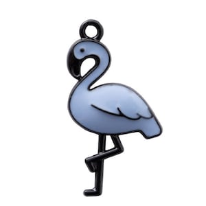 4pcs-enamel Blue flamingo charm-more colors