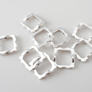 8pcs-14mmX14mm silver tone square bead frame, DIY earring findings,