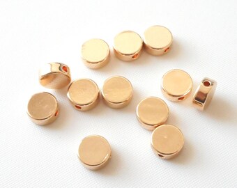 8pcs 8mm Gold Tone Round Coin Beads, Thick Gold Spacer Jewelry Making Supplies, 2mm hole Beads-more colors