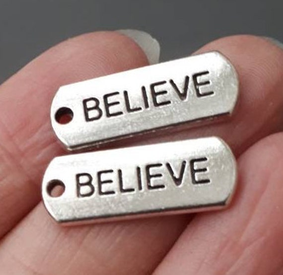 10pcs silver Tone Believe Tag Charm Believe Charm Short Quote Charm Charm for Bracelet Etsy UK