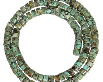 20pcs-6mmX5mm Natural African Green Turquoise gemstone beads, small Turquoise beads
