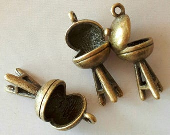6pcs-3D bronze tone Grill charm, Barbecue Grill charm, Summer Charm