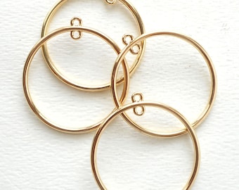 4pcs-30mm earring hoop, 2 loop gold tone round earring loop-more sizes