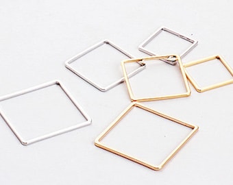 Pick the size-silver tone or Gold tone square frame charm, square earring connector