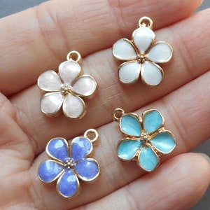 6pcs-16mmX14mm gold tone enamel  flower Charm-pick the color