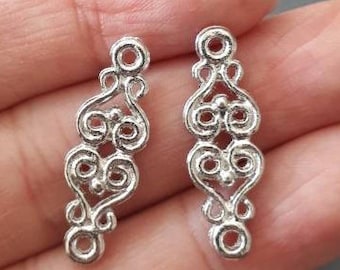 8pcs-1" silver tone filigree connector, Earring connector, DIY jewelry connector