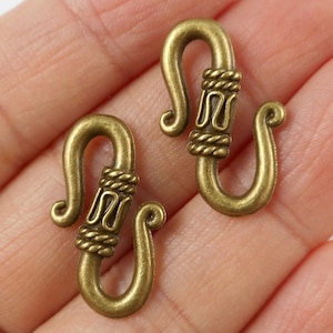 8pcs- S hook connector-Antique brass tone S hook clasp