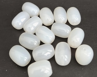 Set of 4-Chunky White Chalcedony gemstone Barrel beads, white Agate beads, beads for bracelet