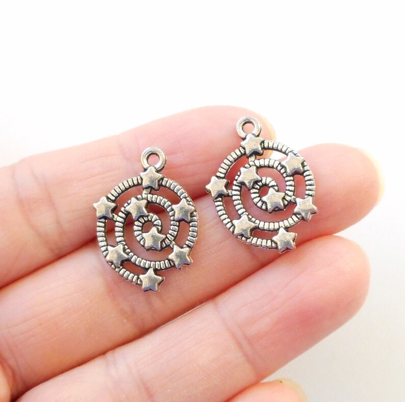 8pcs-silver tone Spiral with stars charm-bronze tone available image 4