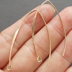 6pcs, 3 pairs-14K Gold Plated V-shaped Ear Wires,Earring Hook, DIY earring Findings, Earwire, 42mm long,25mm wide