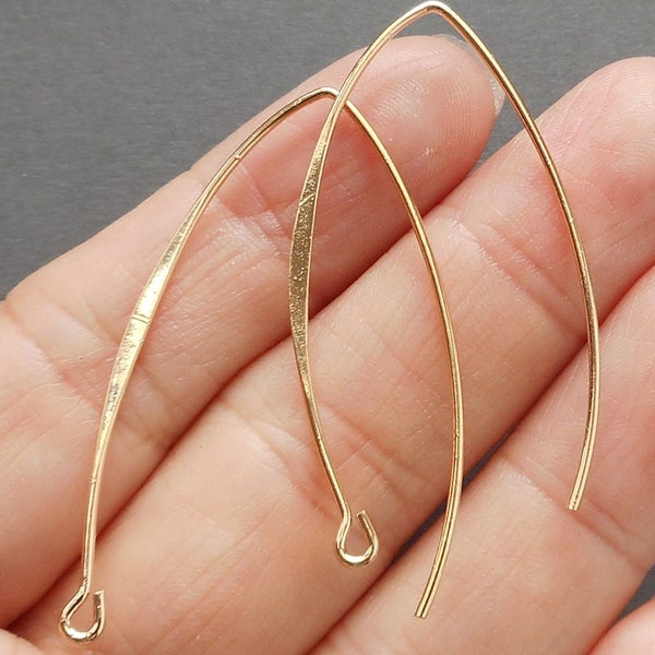 6pcs, 3 pairs-14K Gold Plated V-shaped Ear Wires,Earring Hook, DIY earring Findings, Earwire, 42mm long,25mm wide