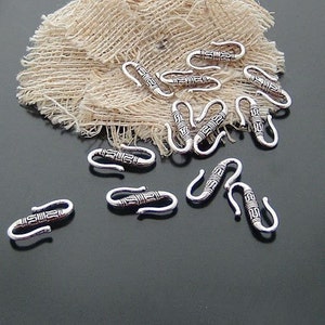 8pcs-silver tone S hook connector, necklace S closure, bracelet end closure, jewelry findings