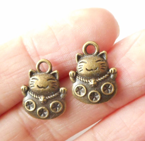 Silver Cat Charms | Kitty Pendant | Kitten Charm | Pussy Cat Charm | Pet Charm | Animal Jewelry Making | Kawaii Bag Charm DIY | Keychain Charm (4pcs /