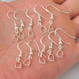 20pcs, 10pairs-bronze tone Ear wire with Pinch Bail, Earring Hooks for Dangle Earrings -silver, rose gold available image 4
