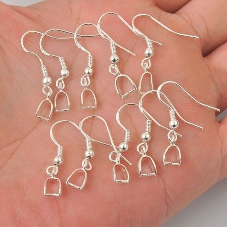 20pcs, 10pairs-bronze tone Ear wire with Pinch Bail, Earring Hooks for Dangle Earrings -silver, rose gold available image 4