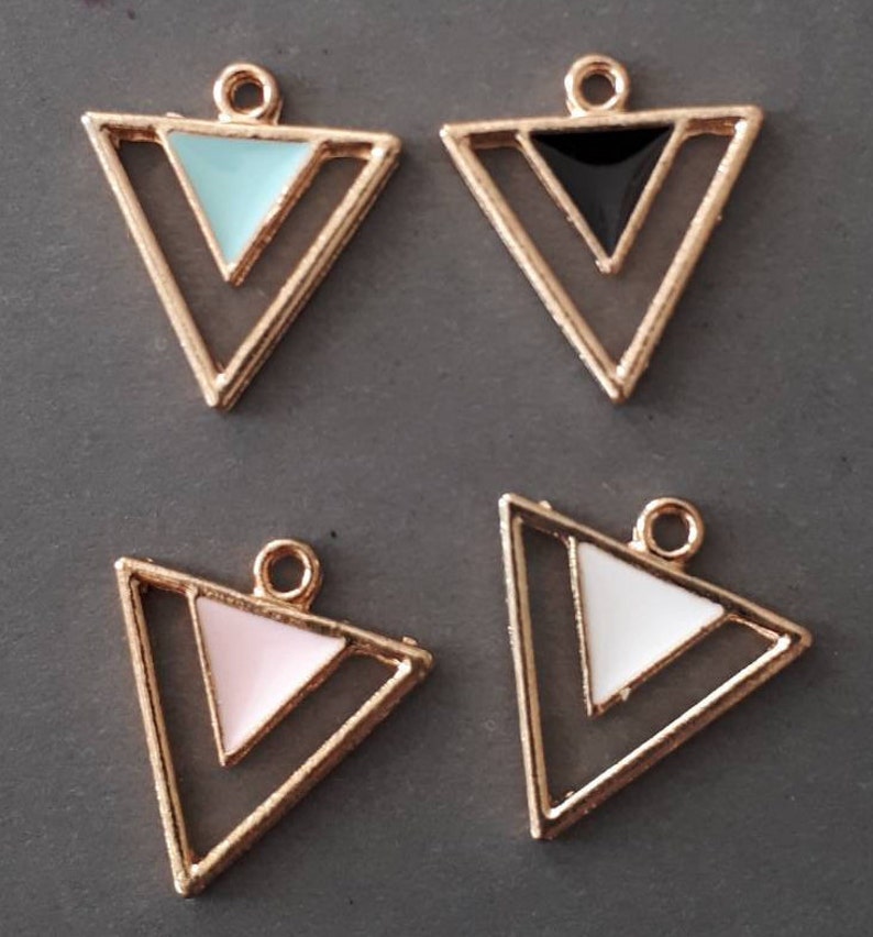 6pcs-enamel black Triangle charm-You pick the color